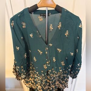 Sara Michelle Teal Floral Blouse
